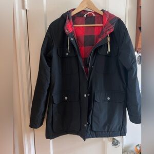 Woolrich Black Insulated Jacket with Red Plaid Lining